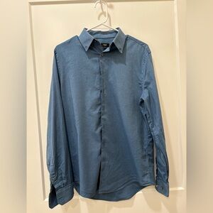 Express Men's Slim 1MX Blue Button-Down Shirt